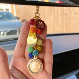 Rainbow Car Mirror Ayatul Kursi, Allah, 4Qul Charm, Protection, New Driver Gift, Keyring, Keychain