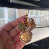 Gold Pink Car Mirror Ayatul Kursi, Allah, 4Qul Charm, Protection, New Driver Gift