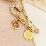 Arabic Mashallah Diamante Ayatul Kursi, Allah, Evil Eye Stroller Baby Pin - Muslim, Islamic, Name, Custom,