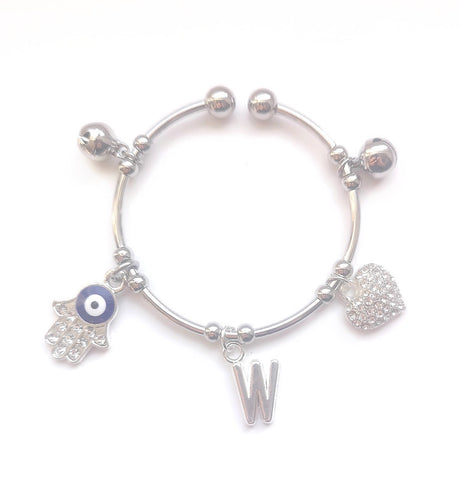 Childrens Adjustable Personalised Evil Eye Hamsa Hand Bangle