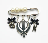 Personalised Small Silver Khanda  Baby Pin