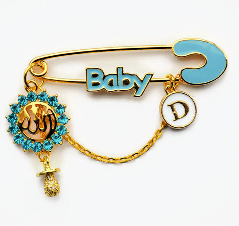 Personalised Blue Baby Allah Stroller Pin