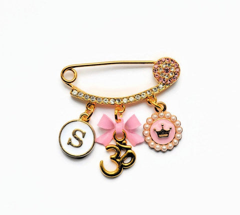 Evil Eye Diamante Personalised Om Hindu Mini Brooch Pin by Just For Bubba