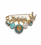 Mashallah Personalised Diamante Initial Allah Baby Pin, Masallah, Masha Allah, Evil Eye, Nazar, Brooch, Safety Pin, Rhinestone