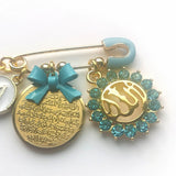 Personalised Mini Diamante Allah & Clear Ayatul Kursi Evil Eye Baby Clothing Pin