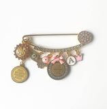 Personalised Pink 4 Qul, Evil Eye Hamsa Hand, Ayatul Kursi Allah Pink Diamante Stroller Pin - 4 Kul, Four Qul, Islam, Muslim, Baby Pin