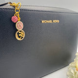 Exclusive Gold Crystal Pink Evil Eye, Om Bag Charm, Aum, Hindu, Keyring, Keychain