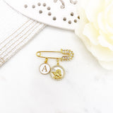 Personalised Mini Guardian Angel Initial Baby Clothing Pin, Protection, Good Luck Charm, Keepsake, New Baby, Mum to Be, Brooch
