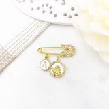 Personalised Mini Guardian Angel Initial Baby Clothing Pin, Protection, Good Luck Charm, Keepsake, New Baby, Mum to Be, Brooch