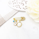 Personalised Mini Jesus Initial Evil Eye Baby Clothing Pin, Protection, Good Luck Charm, Keepsake, New Baby, Mum to Be, Brooch, Christian
