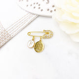 Personalised Mini Allah Initial Baby Clothing Pin, Protection, Keepsake, New Baby, Mum to Be, Brooch, Muslim, Islamic, Nazar