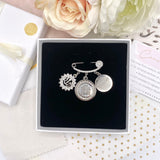 Neutral Silver Crystal Diamante Personalised 4 Qul, Ayatul Kursi &  Crystal Allah Mini Pin - Gender Neutral, Unisex.