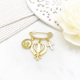 Crystal Personalised Khanda, Guardian Angel Cross Mini Brooch Pin, Custom, Baby Gift, Multi Faith, Blessing, Clothing, Pin for Clothing,Sikh