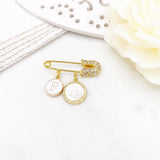 Personalised Mini Jesus Initial Baby Clothing Pin, Protection, Good Luck Charm, Keepsake, New Baby, Mum to Be, Brooch, Christian