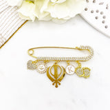 Crystal Luxury Personalised Initial, Khanda, Stroller Pin, Gender Neutral, Baby Pin, Stroller Pin, Blessing, Protection, Sikh