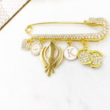 Crystal Luxury Personalised Initial, Khanda, Stroller Pin, Gender Neutral, Baby Pin, Stroller Pin, Blessing, Protection, Sikh