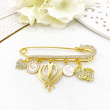 Crystal Luxury Personalised Initial, Khanda, Stroller Pin, Gender Neutral, Baby Pin, Stroller Pin, Blessing, Protection, Sikh