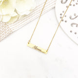 Adult Childrens Personalised Name Gold Engraved Bar Necklace, Birthday, Gift for Her, Mothers Day, Diwali, Eid, Christmas, Engraved