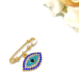 Blue Mini Evil Eye Baby Clothing Pin, Protection, Good Luck Charm, Keepsake, New Baby, Mum to Be