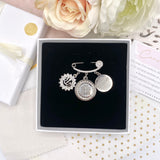 Neutral Crystal Silver  Diamante Personalised 4 Qul, Ayatul Kursi &  Crystal Allah Mini Pin - Gender Neutral, Unisex.