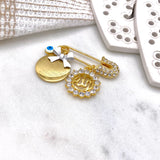 Diamanté Mini Allah & Ayatul Kursi Evil Eye Baby Clothing Pin - Neutral, Unisex