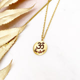 Gold Engraved Name Om Necklace, Pendant, Gift For Her, Baby Gift, New Baby, Birthday, Wedding Gift, Hindu, Diwali, Protection, Vaisakhi, Aum