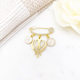 Crystal Personalised Khanda Mini Brooch Pin, Aum, Custom, Baby Gift, Protection, Blessing, Clothing, Pin for Clothing, Sikh
