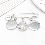 Personalised Silver Mini Diamante Allah, Ayatul Kursi 4 Qul, Evil Eye Baby Clothing Pin, Unisex, Gender Neutral, Initial, Chaar Qul, Kul