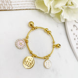 Childrens Personalised Gold Baby Allah Charm Bangle - Protection, Blessing, Nazar, Muslim, Islamic, Initial