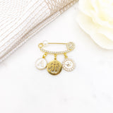 Crystal Allah Mini Pin Personalised Initial, Protection, Nazar, Blessing, Eid, Clothing Pin, Neutral Gender, Boy, Girl, New Baby, Newborn