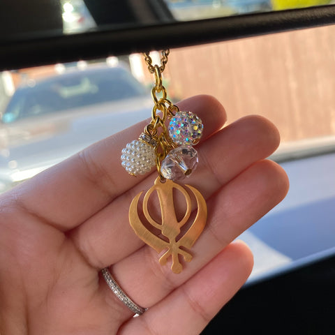 Khanda Car Mirror, Charm, Protection, Sikh, New Driver Gift