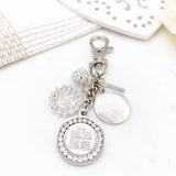 Exclusive Personalised Silver Crystal  Allah, 4Qul, Ayatul Kursi, Initial Bag Charm, Muslim, Islamic, Keyring, Keychain