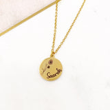 Adult, Childrens, Personalised Name Birth Month Flower Gold Engraved Necklace, Birthday, Gift for Her, Mothers Day, Diwali, Eid, Christmas