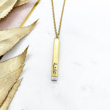 Personalised Engraved Arabic Name Hidden Ayatul Kursi Bar Necklace, Birthday Gift for Her, Eid, Surah, Ayat, Islamic, Muslim, Gold Plated