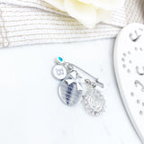 Personalised Silver Mini Diamante Allah & Ayatul Kursi, Evil Eye Baby Clothing Pin