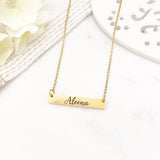 Adult Childrens Personalised Name Gold Engraved Bar Necklace, Birthday, Gift for Her, Mothers Day, Diwali, Eid, Christmas, Engraved
