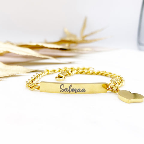 Adult & Childrens 18k Gold Plated Name Engraved Bracelet - Bangle - Wedding, Baby, New Mum, Birthday, Eid, Engagement, Mens, Womens, Kids