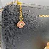 Exclusive Gold Crystal Pink Evil Eye Shaped Bag Charm