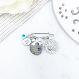 Personalised Silver Mini Diamante Allah & Ayatul Kursi, Evil Eye Baby Clothing Pin