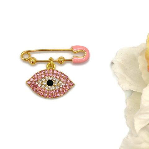 Pink Mini Evil Eye Baby Clothing Pin, Protection, Good Luck Charm, Keepsake, New Baby, Mum to Be