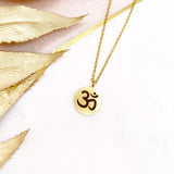 Gold Engraved Om Necklace, Pendant, Gift For Her, Baby Gift, New Baby, Birthday, Wedding Gift, Sikh, Aum, Diwali, Protection, Vaisakhi