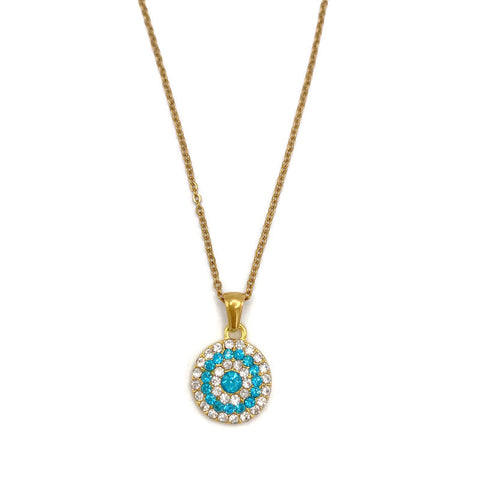 Round Crystal Evil Eye Necklace, Adults, Children, Baby - Protection Jewellery, Swarovski