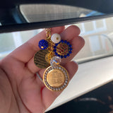 Gold Royal Blue Car Mirror Ayatul Kursi, Allah, 4Qul Charm, Protection, New Driver Gift