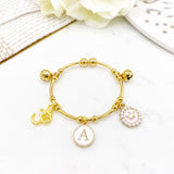 Childrens Om Initial Baby Charm Bangle - Protection, Blessing, Hindu, New Baby, Baby Shower, New born, Aum