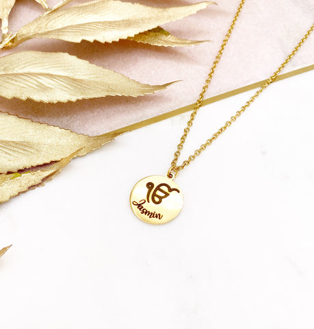 Gold Engraved Name Ek Onkar Necklace, Pendant, Gift For Her, Baby Gift, New Baby, Birthday, Wedding Gift, Hindu, Diwali, Ik Onkar Vaisakhi