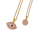Crystal Evil Eye Eye Shaped & Round Necklace Set , Adults, Children, Baby - Protection Jewellery, Swarovski