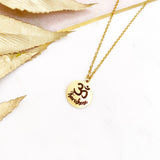 Gold Engraved Name Om Necklace, Pendant, Gift For Her, Baby Gift, New Baby, Birthday, Wedding Gift, Hindu, Diwali, Protection, Vaisakhi, Aum