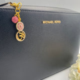 Exclusive Gold Crystal Pink Evil Eye, Om Bag Charm, Aum, Hindu, Keyring, Keychain