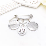 Silver Evil Eye Pink Ayatul Kursi, 4 Qul & Allah Mini Pin