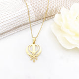 Gold Diamante Khanda Necklace, Pendant, Gift For Her, Baby Gift, New Baby, Birthday, Wedding Gift, Sikh, Aum, Diwali, Protection, Vaisakhi